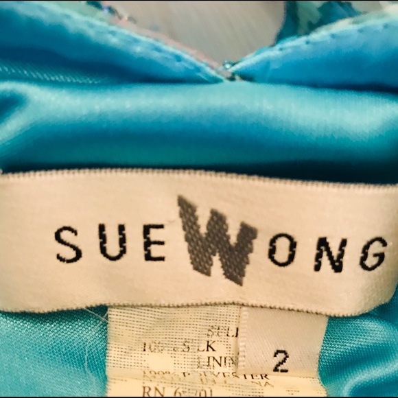 Sue Wong Silk Dress, halter style tie Sz 2 - Picture 6 of 7